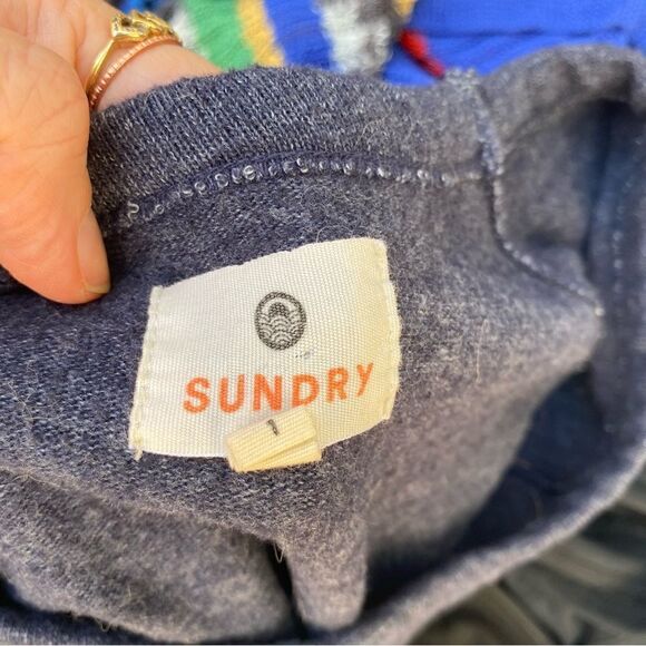 Sundry Happy  Blue Long Sleeve Striped sweater size small - Picture 6 of 8